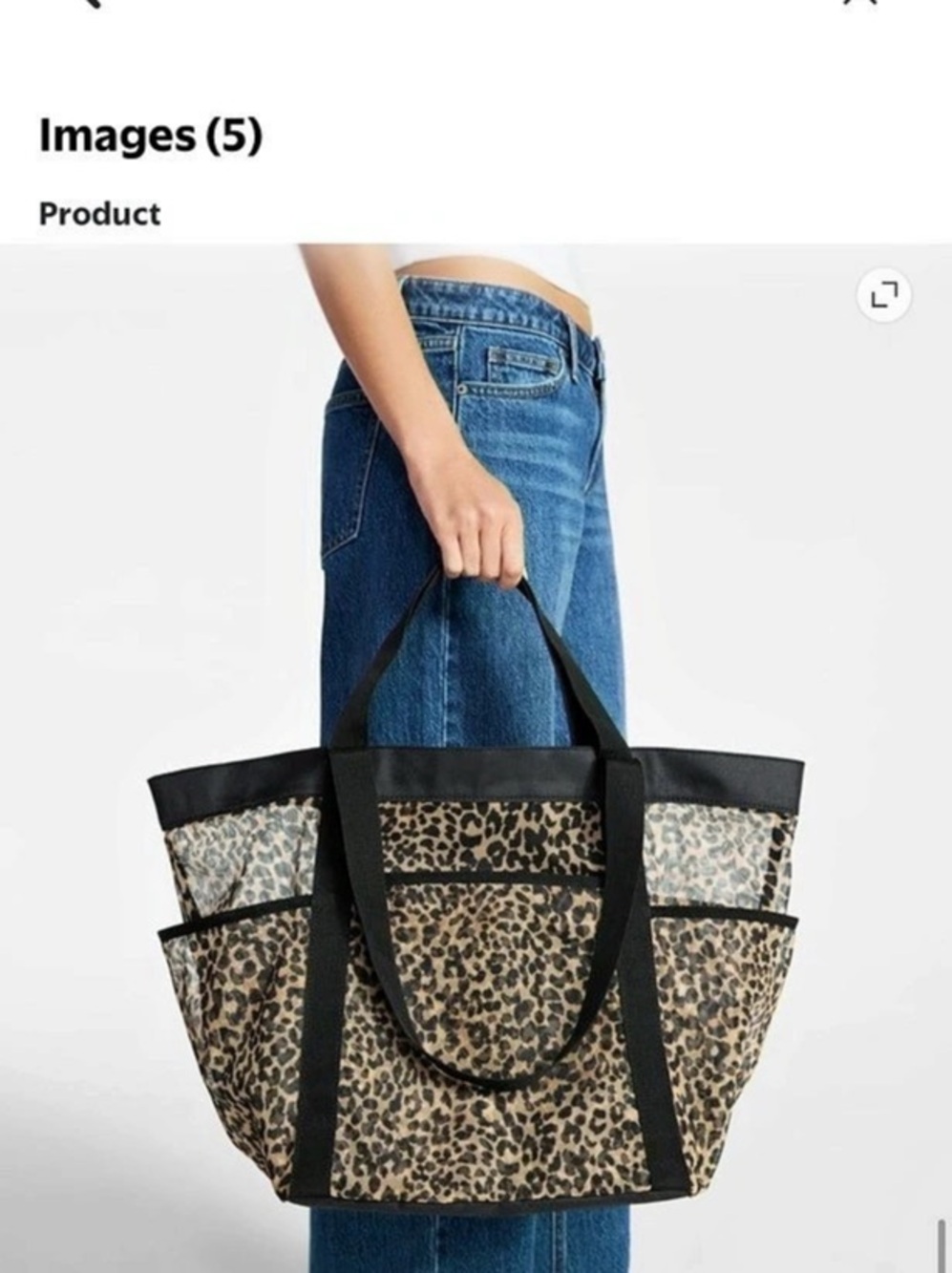No Boundaries Women's Mesh Tote Bag, Leopard Print